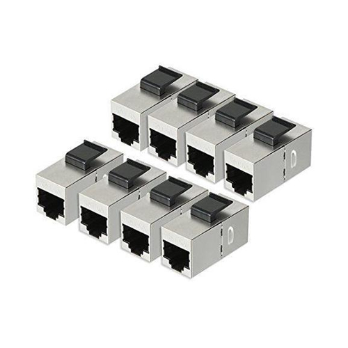 CAT 6a Keystone Jacks, RJ45 Couplers Female to Female Straight Shielded In-Line Cat6A Cable Network Ethernet Module Silver CAT 6a Keystone Jacks RJ45 Couplers Female to Female Straight Shielded In Line Cat6A Cable Network Ethernet Module Silver