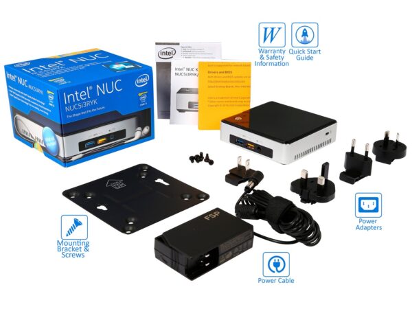 Intel NUC5i3RYK, i3-5010U, 8GB RAM, 256GB SSD, Windows 10 Pro